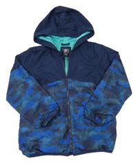 Tmavomodrá vzorovaná šusťáková jarní bunda s kapucí GAP