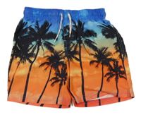 Modro-oranžové plážové kraťasy s palmami Primark