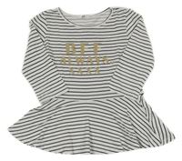 Bílo-černá pruhovaná tunika s nápisem H&M