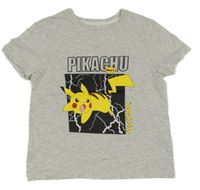 Světlešedé melírované tričko s Pikachu PRIMARK