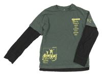 Khaki-černé triko s nápisem M&S