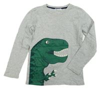 Šedé melírované triko s dinosaurem H&M