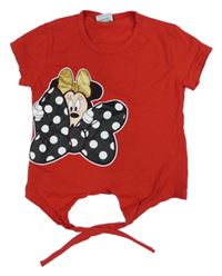 Červené crop tričko s Minnie 