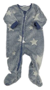 Modro-šedo-bílý chlupatý overal s hvězdami Next