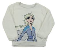 Bílá chlupatá mikina s Elsou Disney