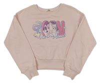 Světlerůžová crop mikina s nápisem a dívkou H&M