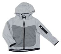 Šedá tech fleece propínací mikina s kapucí Primark