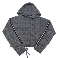 Černo-šedá kostkovaná crop mikina s kapucí Matalan