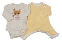 2 set - smetanové body se sobem + žlutý overal 