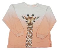 Bílo-meruňková ombré mikina s žirafou s flitry H&M
