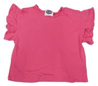 Fuchsiové crop tričko s volánky Hip&Hopps