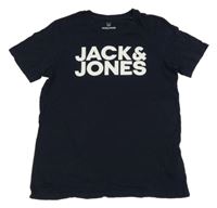 Tmavomodré tričko s logem Jack & Jones
