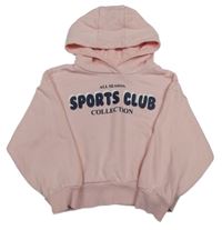 Světlerůžová crop mikina s nápisem a kapucí Matalan