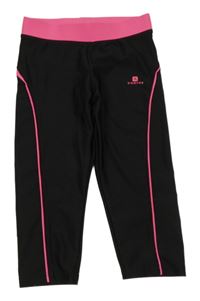 Černo-růžové sportovní capri legíny Domyos