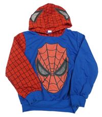 Safírovo-červená mikina se Spider-manem a kapucí
