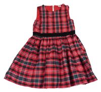 Červeno-černo-bílé kostkované šaty s mašlí Little Kids