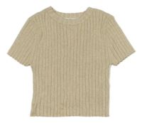 Béžové žebrované crop tričko H&M