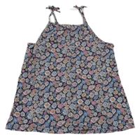Tmavomodro-barevný květovaný top H&M