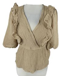 Dámská béžová strukturovaná peplum halenka s volánky Only 