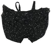 Černá crop šifonová halenka s hvězdičkami a volánkem New Look