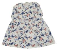 Bílo-modro-růžové šaty s motýlky H&M