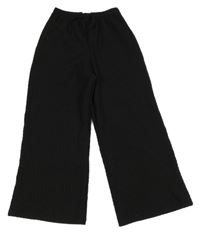 Černé mačkané široké kalhoty Primark