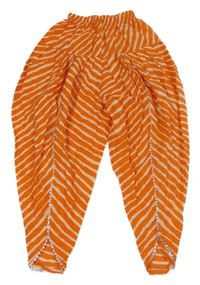 Oranžovo-světlerůžové vzorované lehké harémové kalhoty