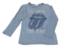 Modrošedé hudební triko s potiskem - The Rolling Stones H&M
