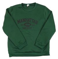 Tmavozelená mikina s nápisem shein