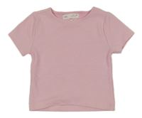 Světlerůžové žebrované crop tričko ZARA