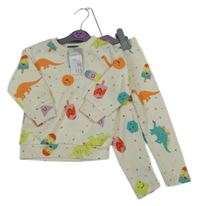 Nové - 2set - Smetanová mikina + legíny s dinosaury Primark