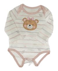 Bílo-růžovo-lila pruhované body s medvědem