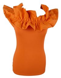 Dámská cihlově červená žebrovaná crop halenka s volánky Shein 