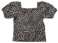 Černo-béžová vzorovaná crop strukturovaná halenka H&M