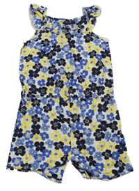 Bílý kraťasový overal s kytičkami Mothercare