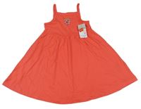 Nové - Jahodové bavlněné šaty s květinou Primark
