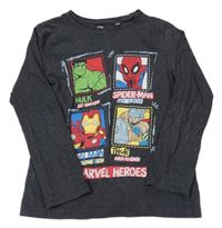 Antracitové melírované triko s Avengers C&A