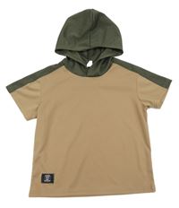 Béžovo-khaki tričko s kapucí shein