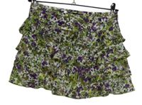 Dámská zeleno-fialová kytičkovaná sukně s volánky Topshop 
