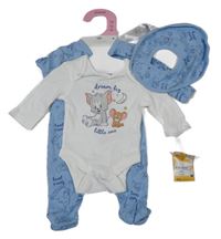 Nové - 3set - Smetanové body s Tomem a Jerrym + modrý overal + slinták Primark