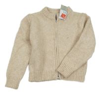 Nové - světlebéžový melírovaný propínací crop svetr PRIMARK
