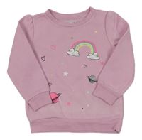 Růžová mikina s duhou a planetami 