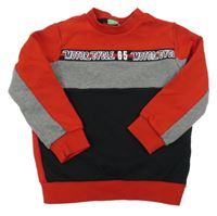 Červeno-šedo-tmavomodrá mikina Benetton