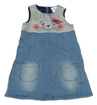 Modro-šedé riflové šaty s myškou Topomini