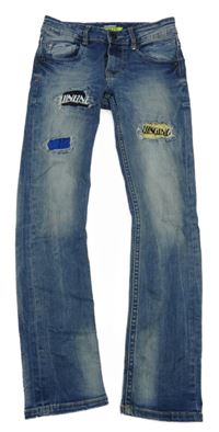 Tmavomodré elastické skinny rifle s nápisy Vingino 