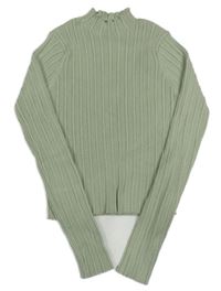 Světlezelený žebrovaný crop svetr Zara 