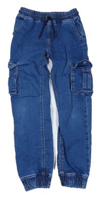 Modré teplákové cargo cuff rifle Denim Co.