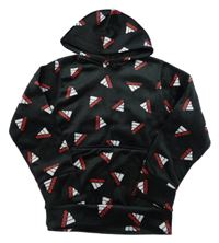 Černá plyšová mikina s logy a kapucí Adidas