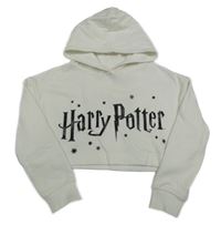 Bílá crop mikina s Harry Potterem s kapucí 