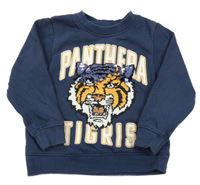 Tmavomodrá mikina s tygrem z flitrů H&M